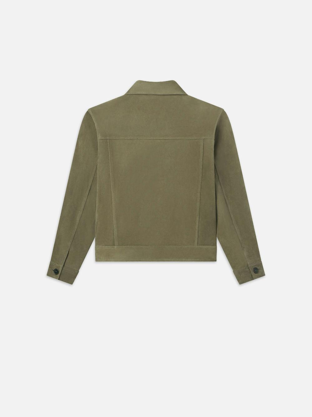 Frame Suede Jacket In Light Olive