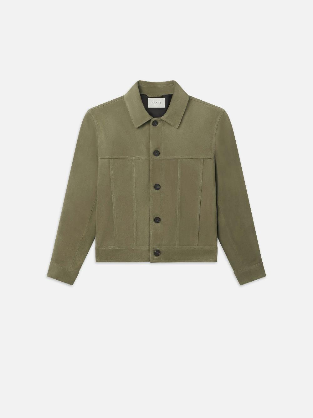 frame Suede Jacket in Light Olive