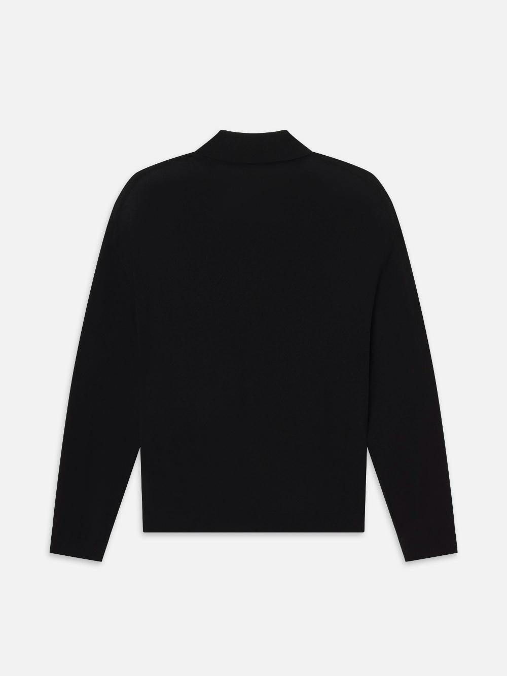 Frame Superfine Polo Sweater In Black