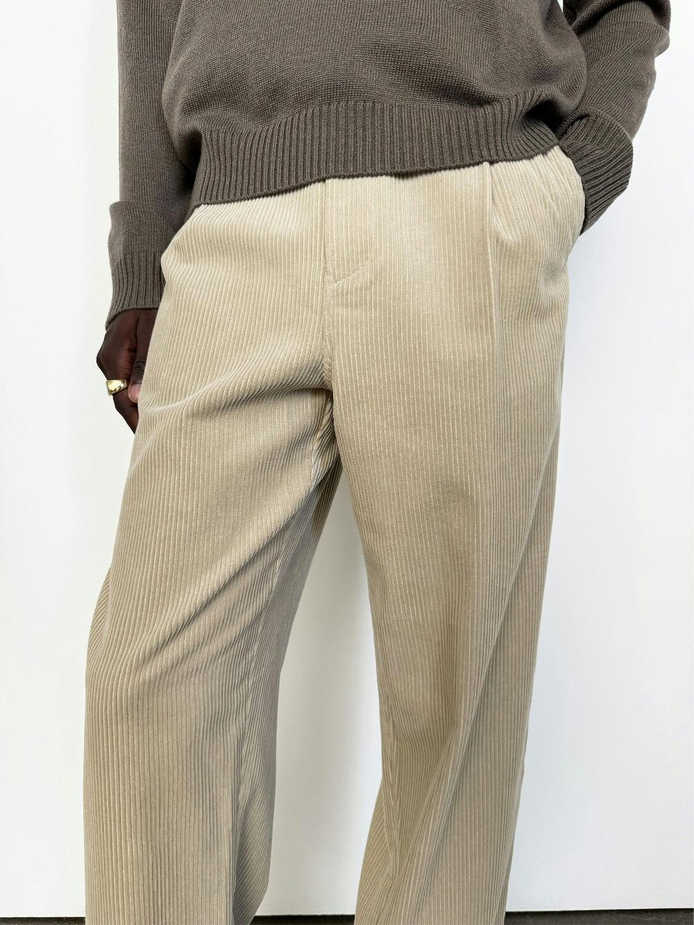 Frame Tapered Pleated Trousers In Dove
