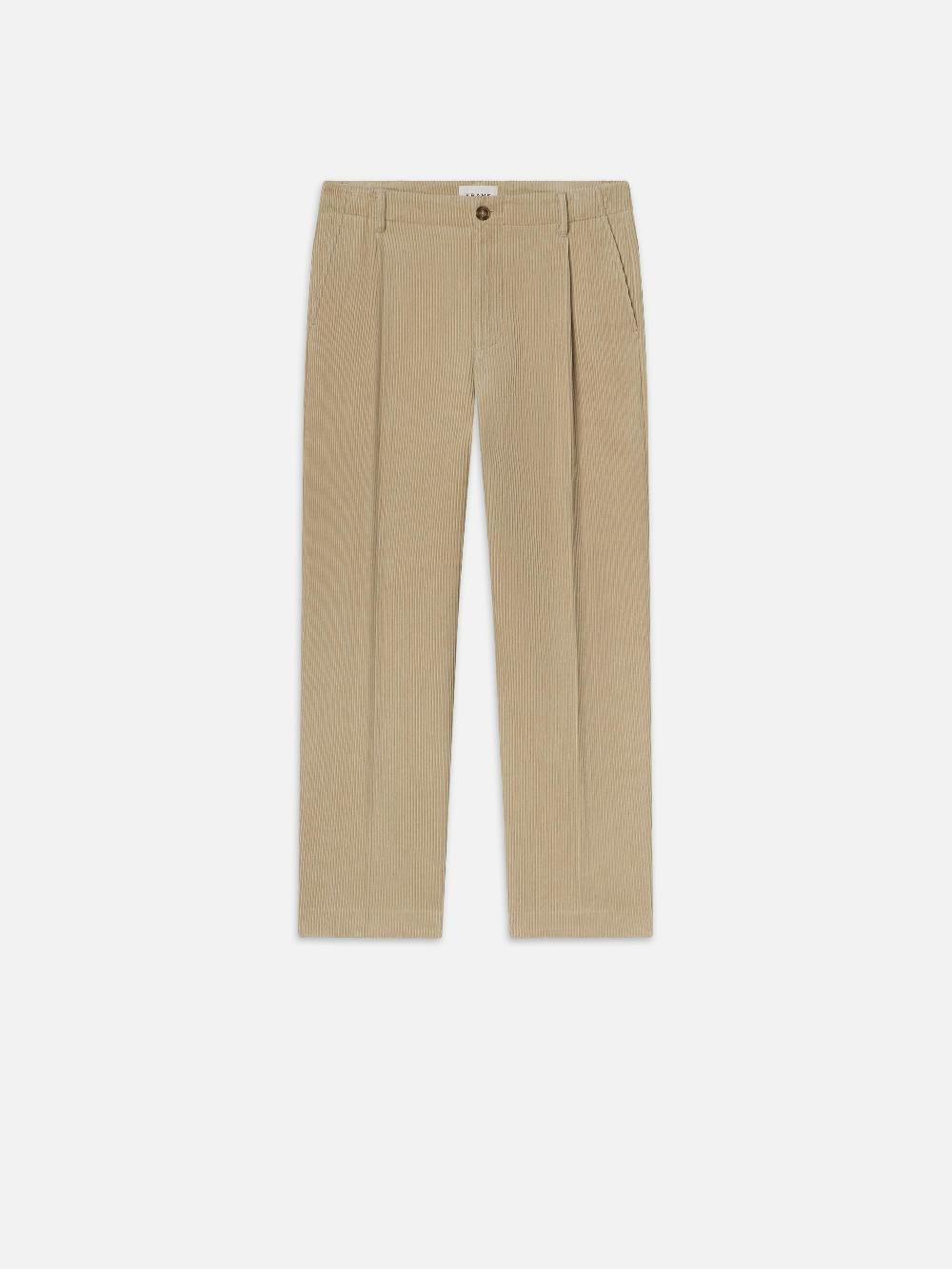 frame Tapered Pleated Trousers in Dove