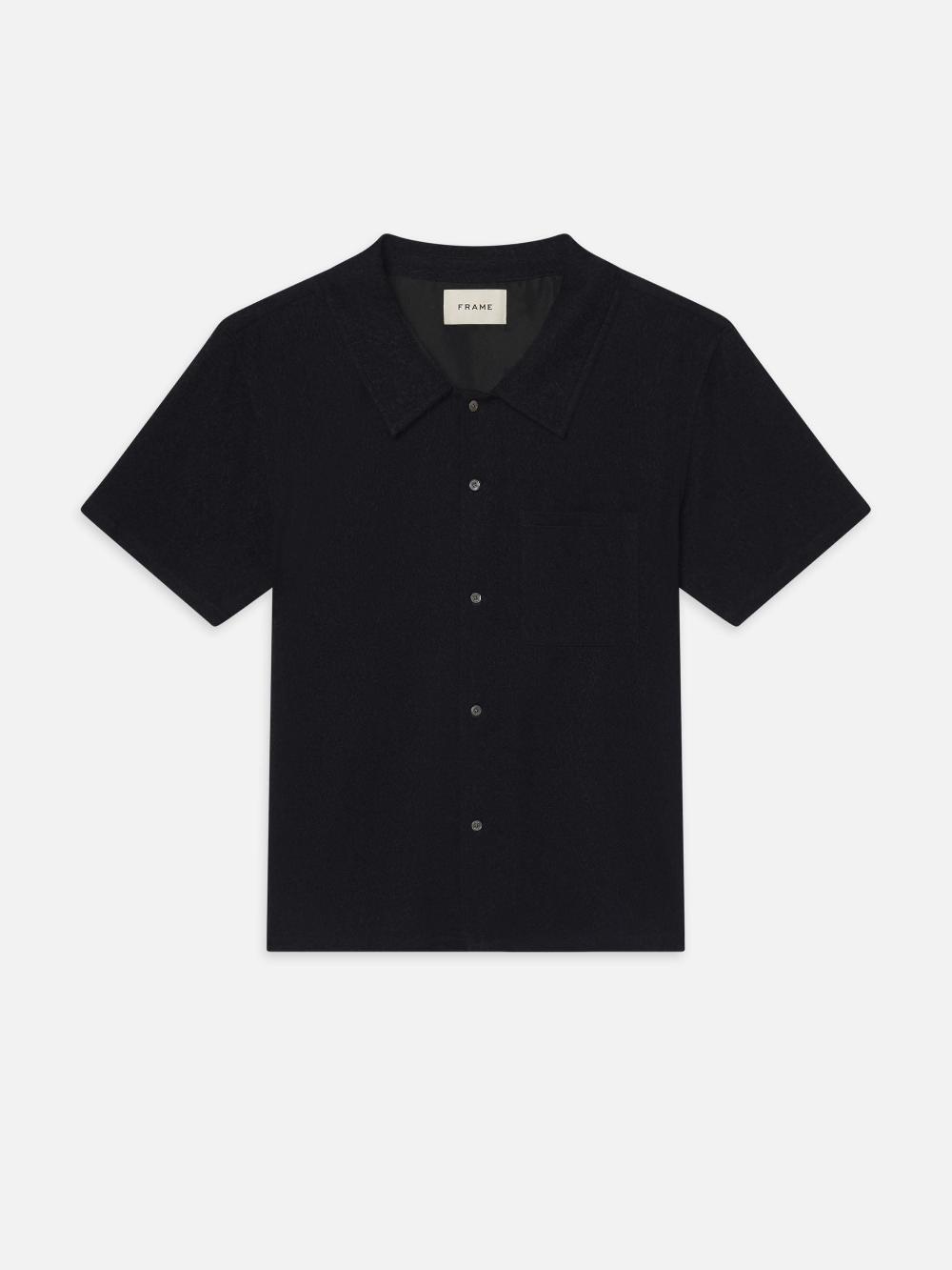 frame Terry Short Sleeve Shirt in Dark Navy