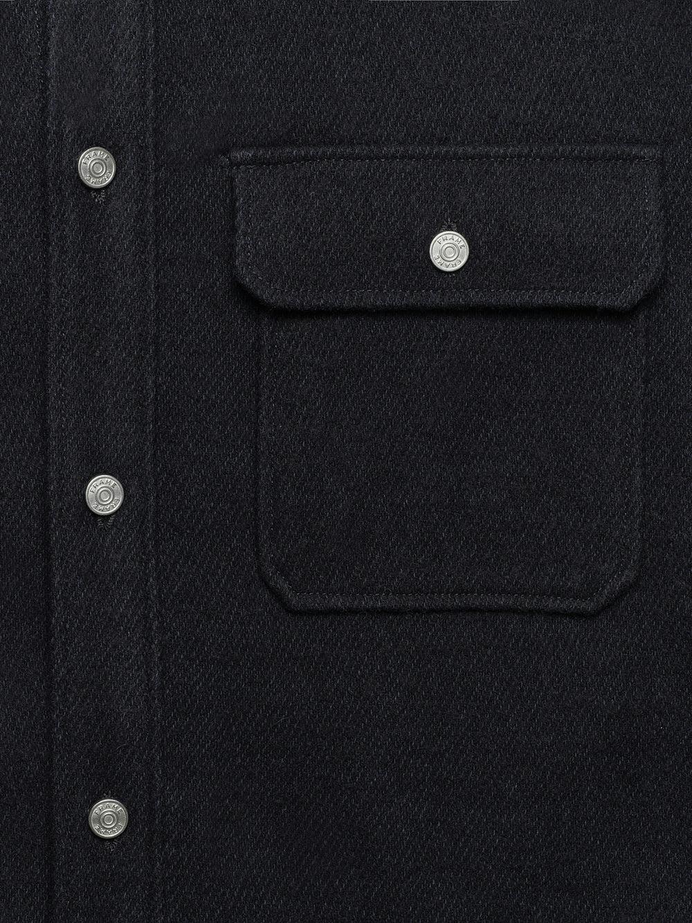Frame Textured Overshirt Jacket In Dark Navy