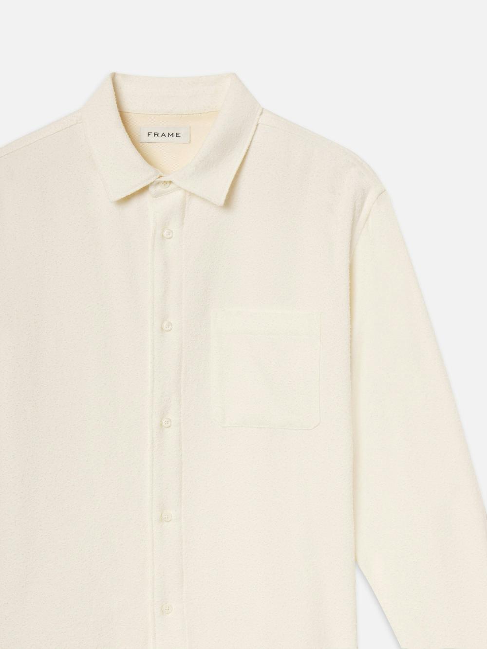 Frame Textured Shirt In White Sand