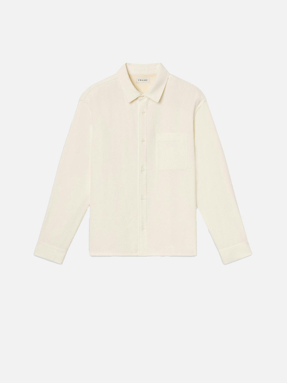 frame Textured Shirt in White Sand