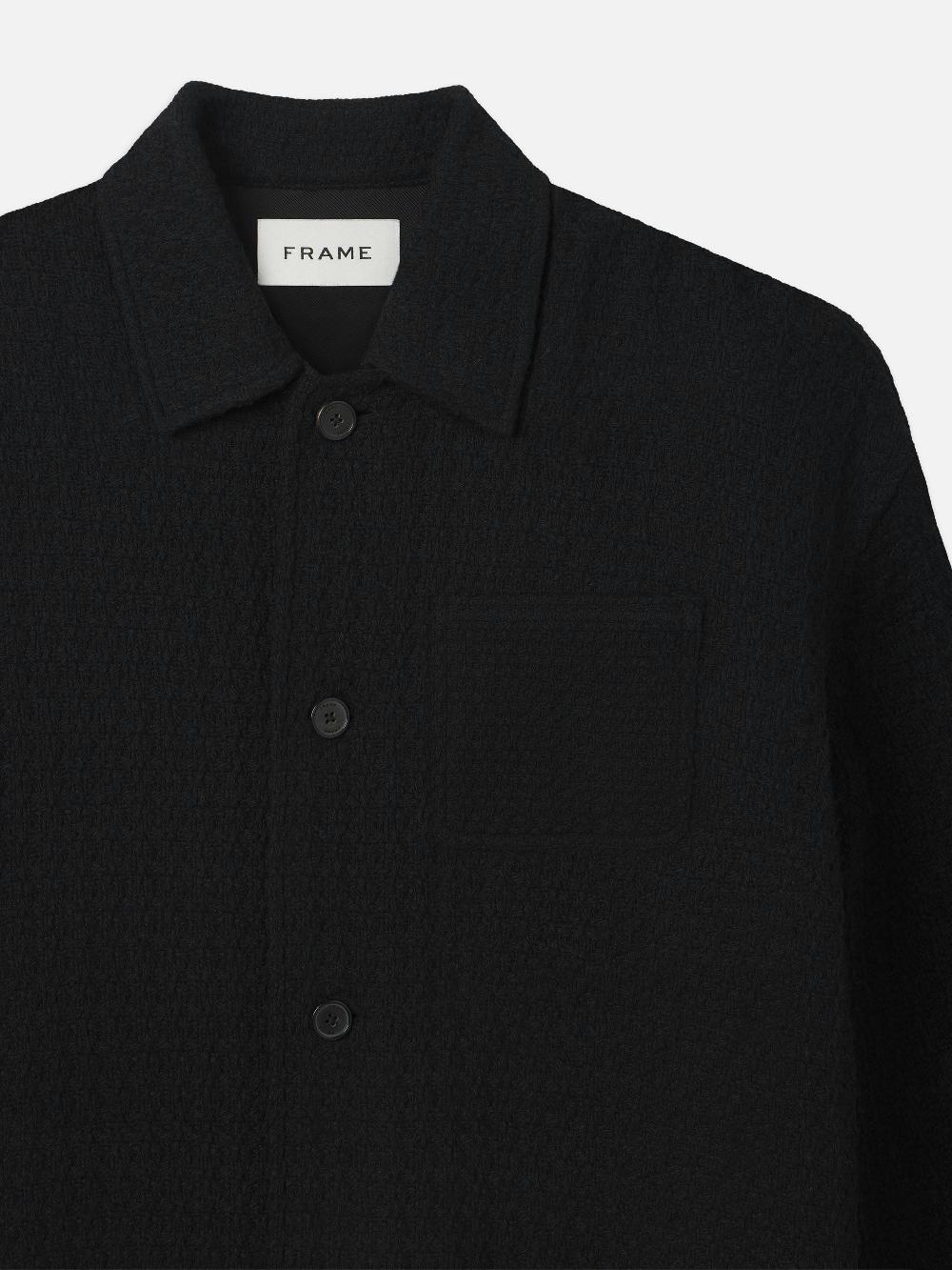 Frame Textured Shirt Jacket In Black