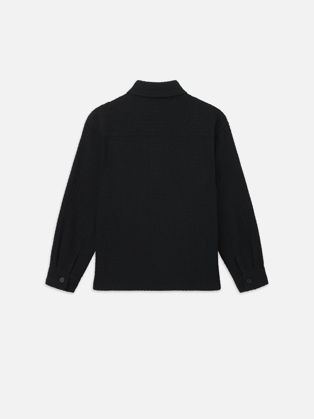 Frame Textured Shirt Jacket In Black