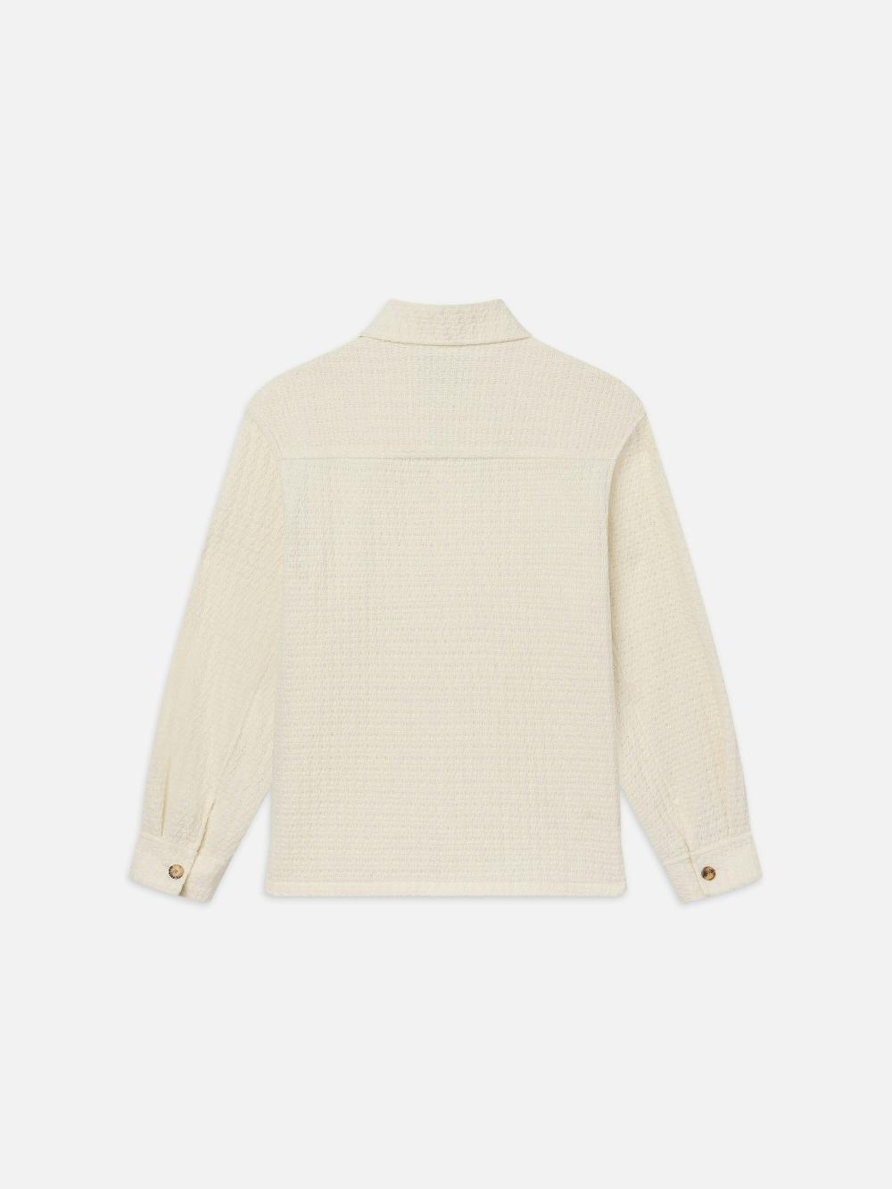 Frame Textured Shirt Jacket In Off White