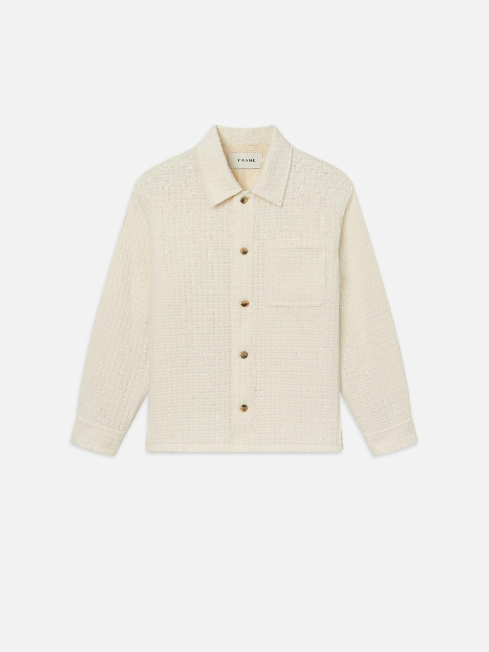 frame Textured Shirt Jacket in Off White