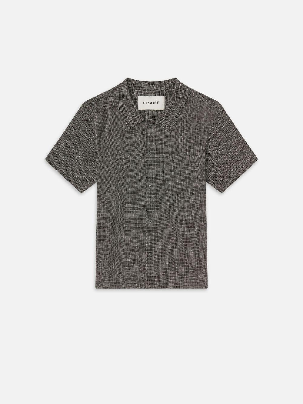 frame Textured Short Sleeve Shirt in Black Multi