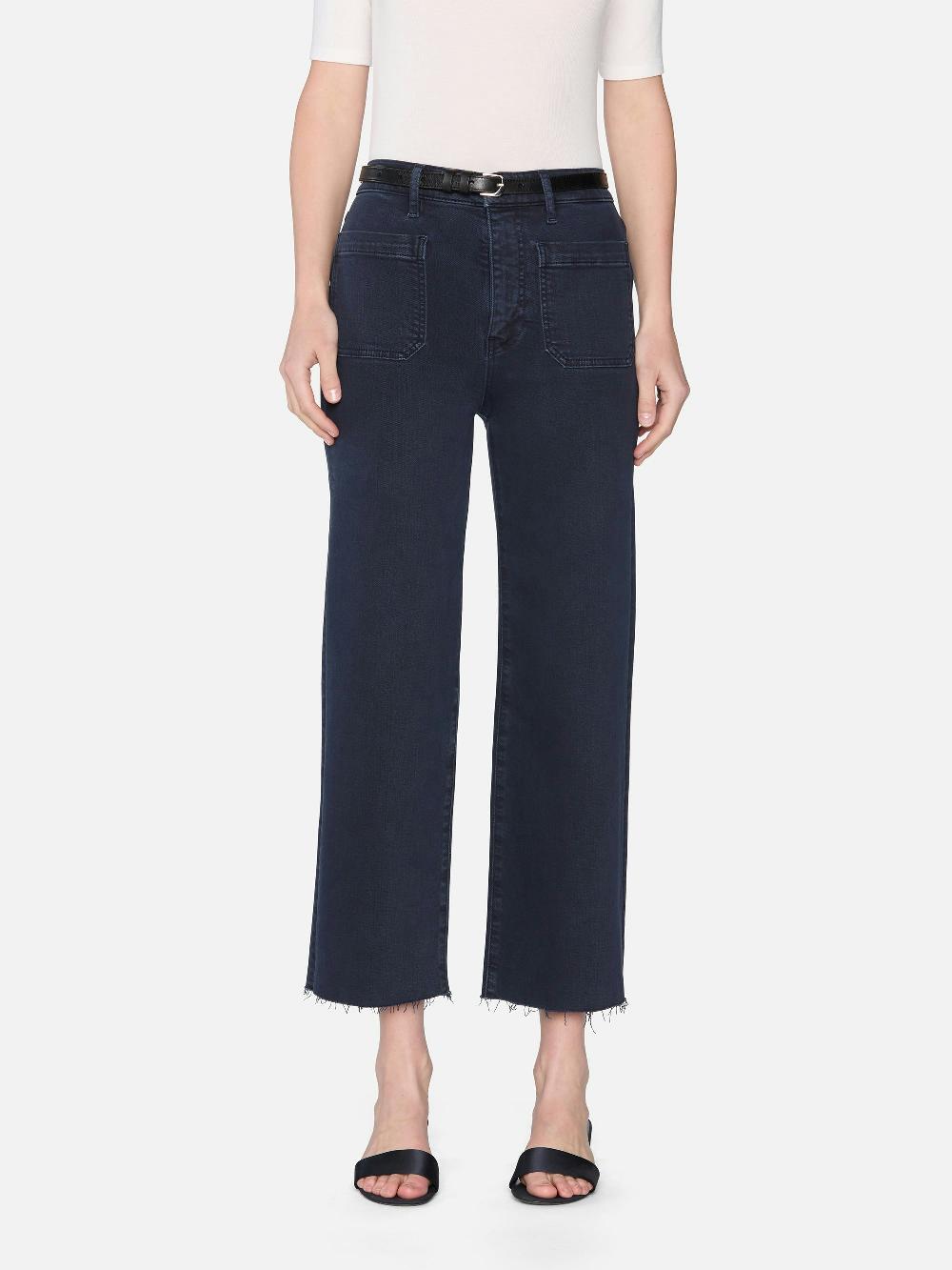 Frame The Anchor Pant In Navy Raw Fray