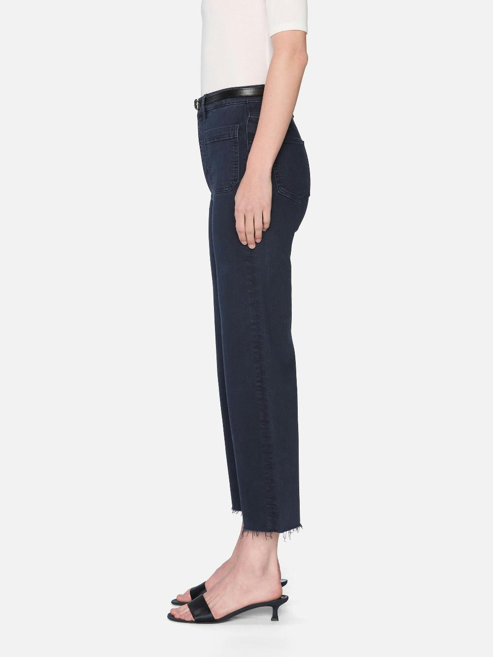 Frame The Anchor Pant In Navy Raw Fray