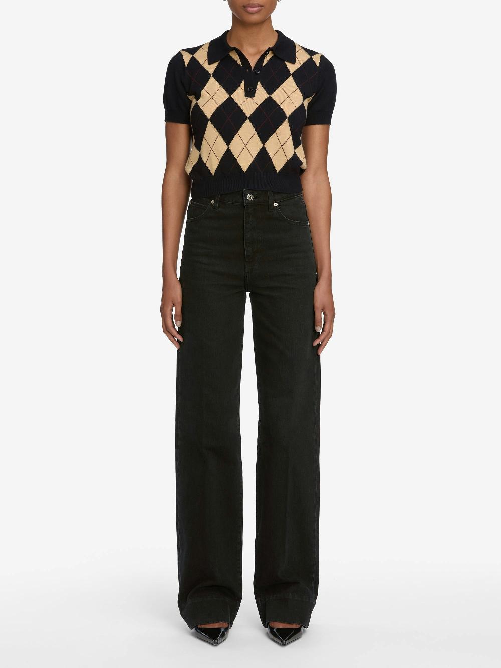 Frame The Argyle Short Sleeve Polo In Navy Multi