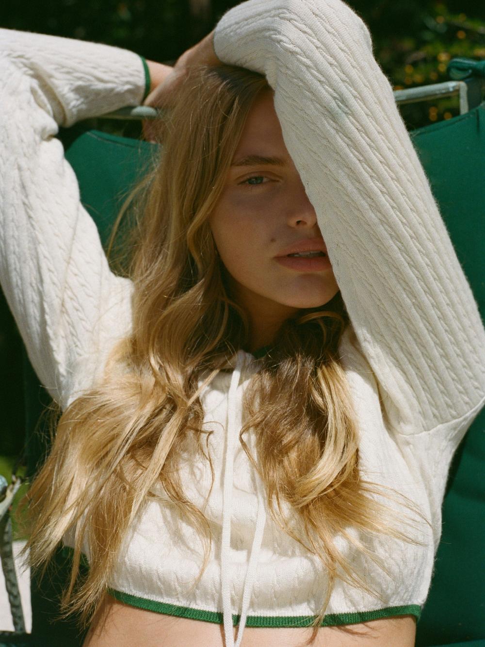 Frame The Cable Hoodie In Kelly Green Multi