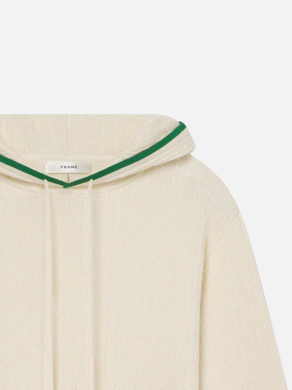 Frame The Cable Hoodie In Kelly Green Multi