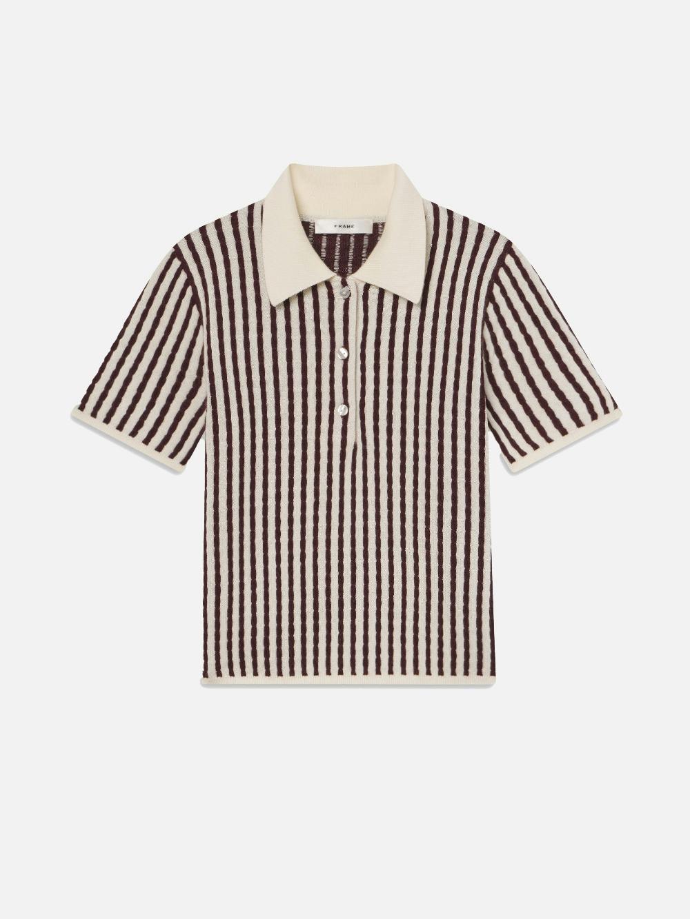 frame The Cable Polo in Burgundy Multi