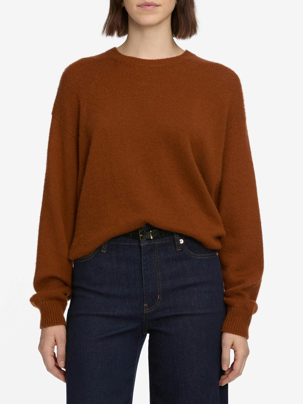 Frame The Cashmere Brushed Sweater In Rust