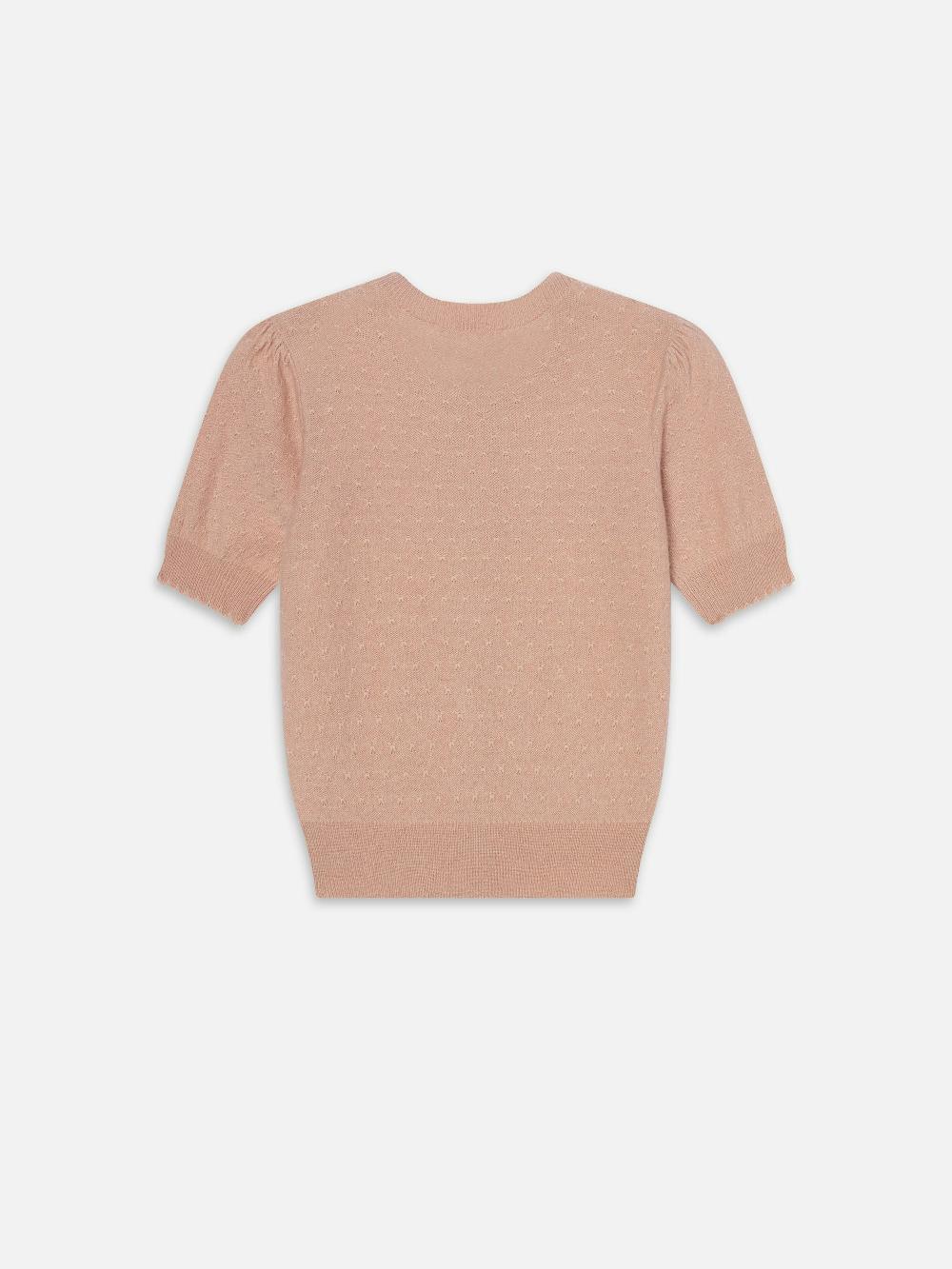 Frame The Cashmere Pointelle Cardi In Light Pink