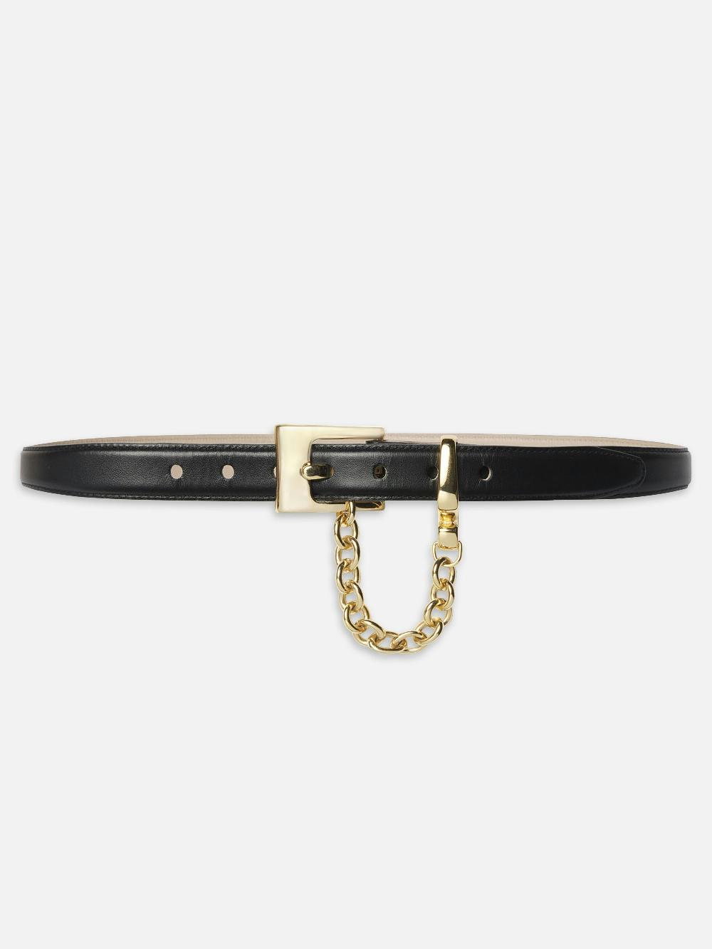 frame The Chain Detail Belt in Black