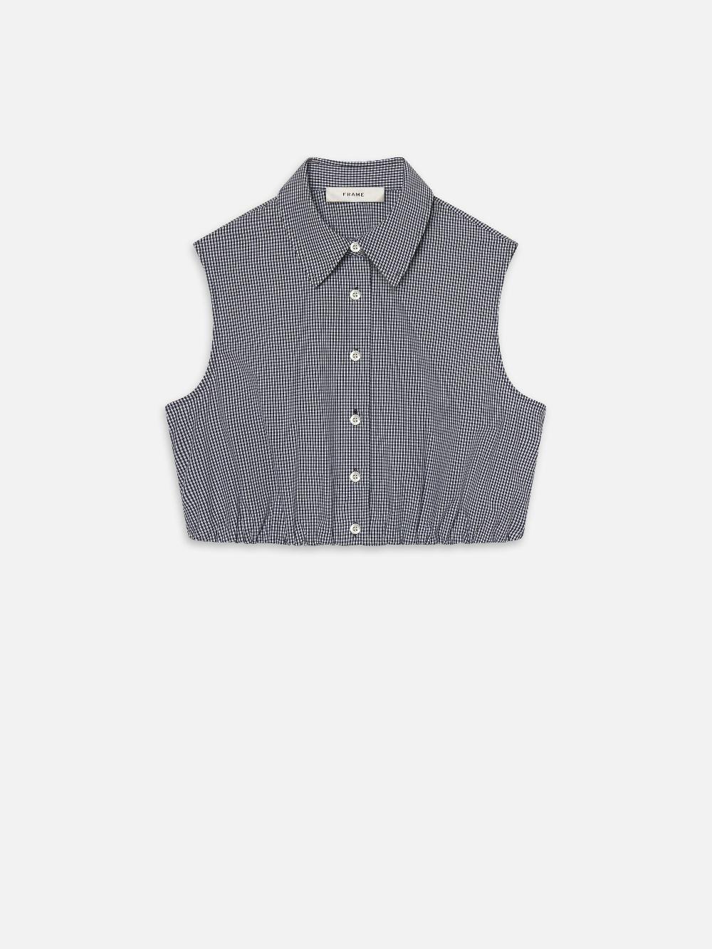 frame The Check Top in Navy Multi