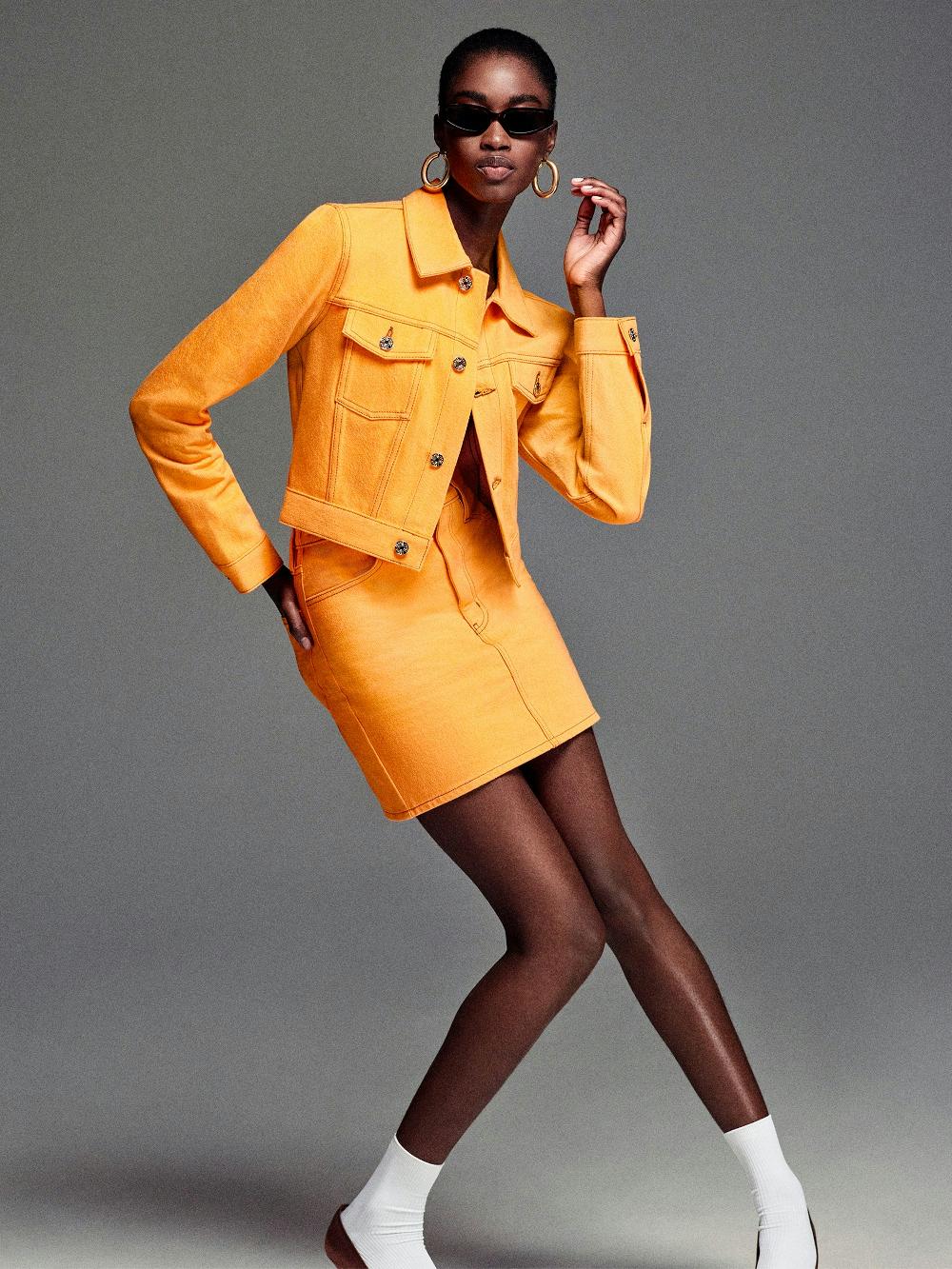 Frame The Corset Mini Skirt In Marigold