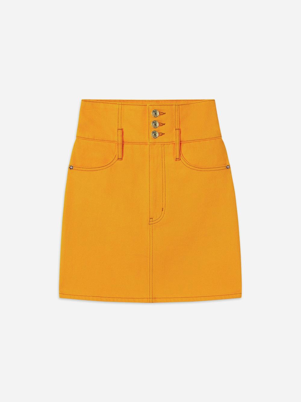 frame The Corset Mini Skirt in Marigold
