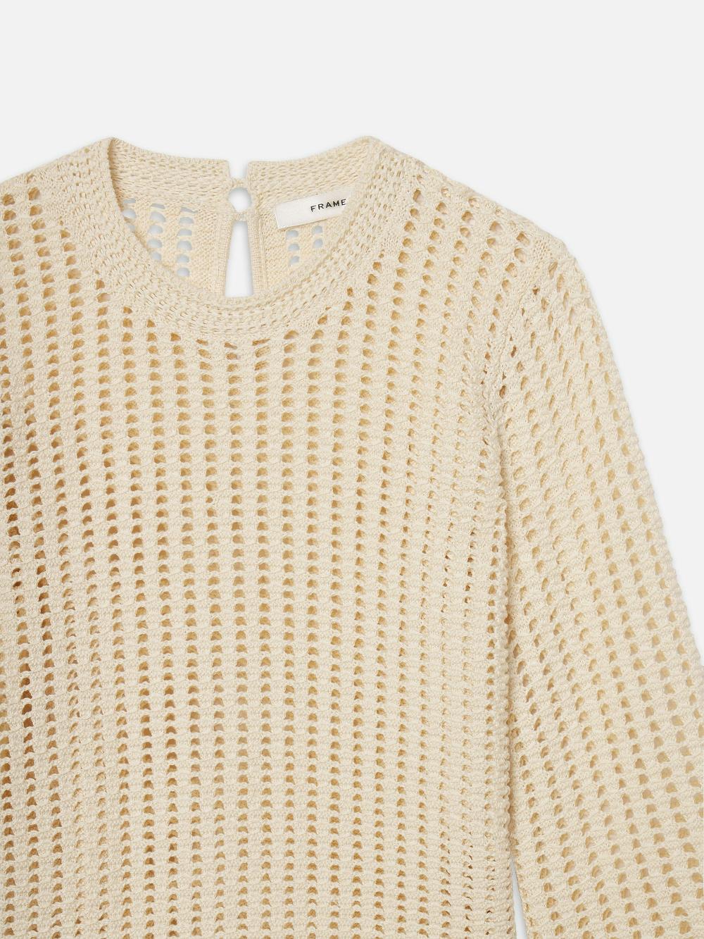 Frame The Crochet Bell Sweater In Alabaster
