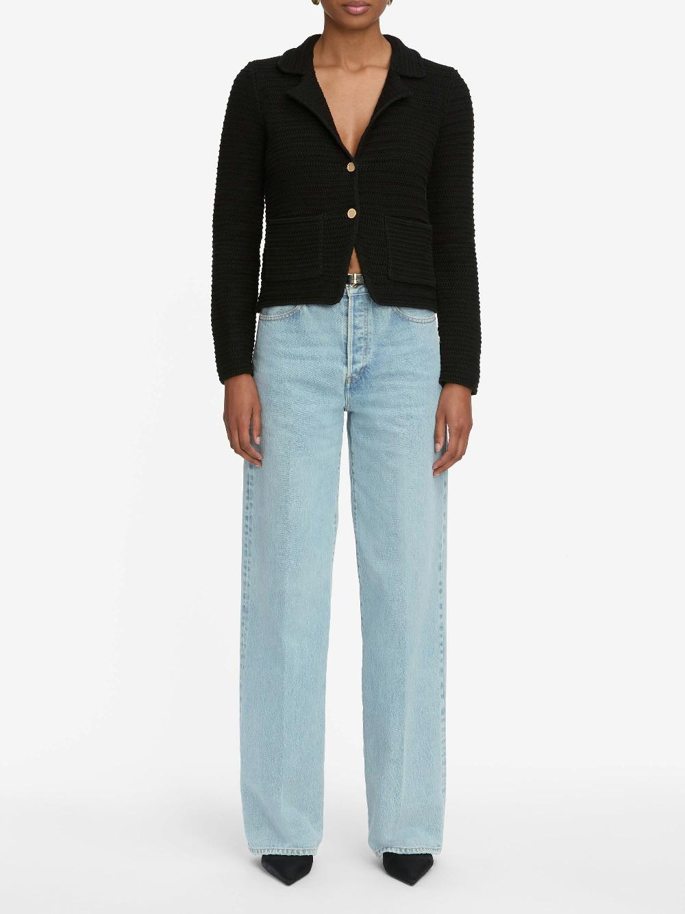 Frame The Crochet Blazer In Black