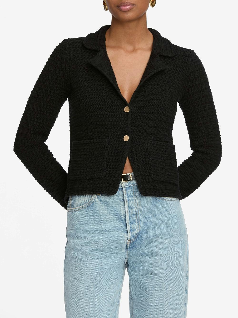 Frame The Crochet Blazer In Black