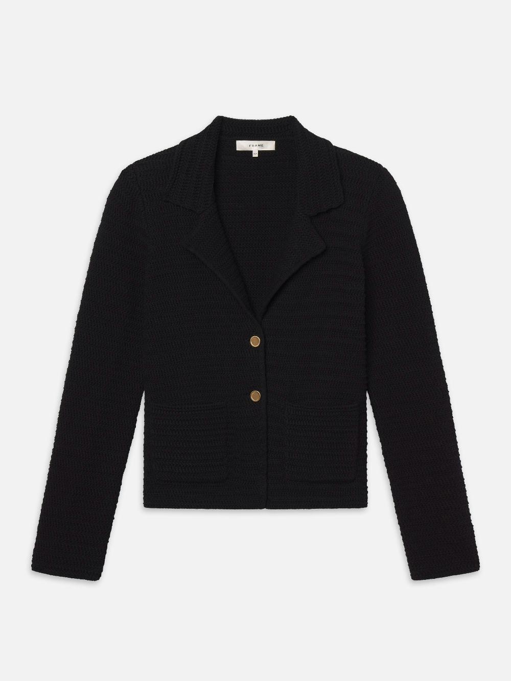 frame The Crochet Blazer in Black