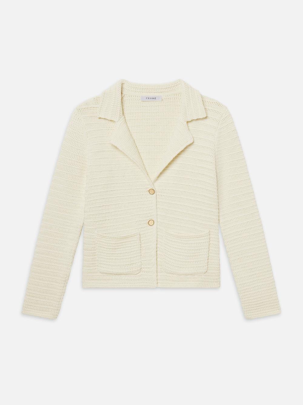 frame The Crochet Blazer in Cream
