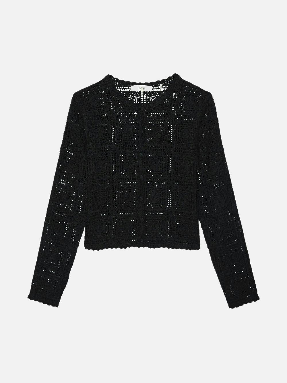 frame The Crochet Cardi in Black