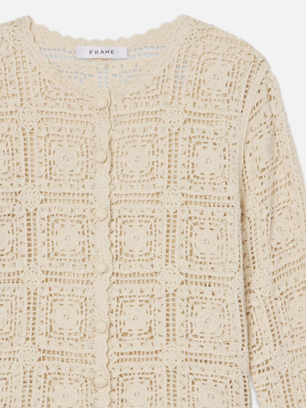 Frame The Crochet Cardi In Cream