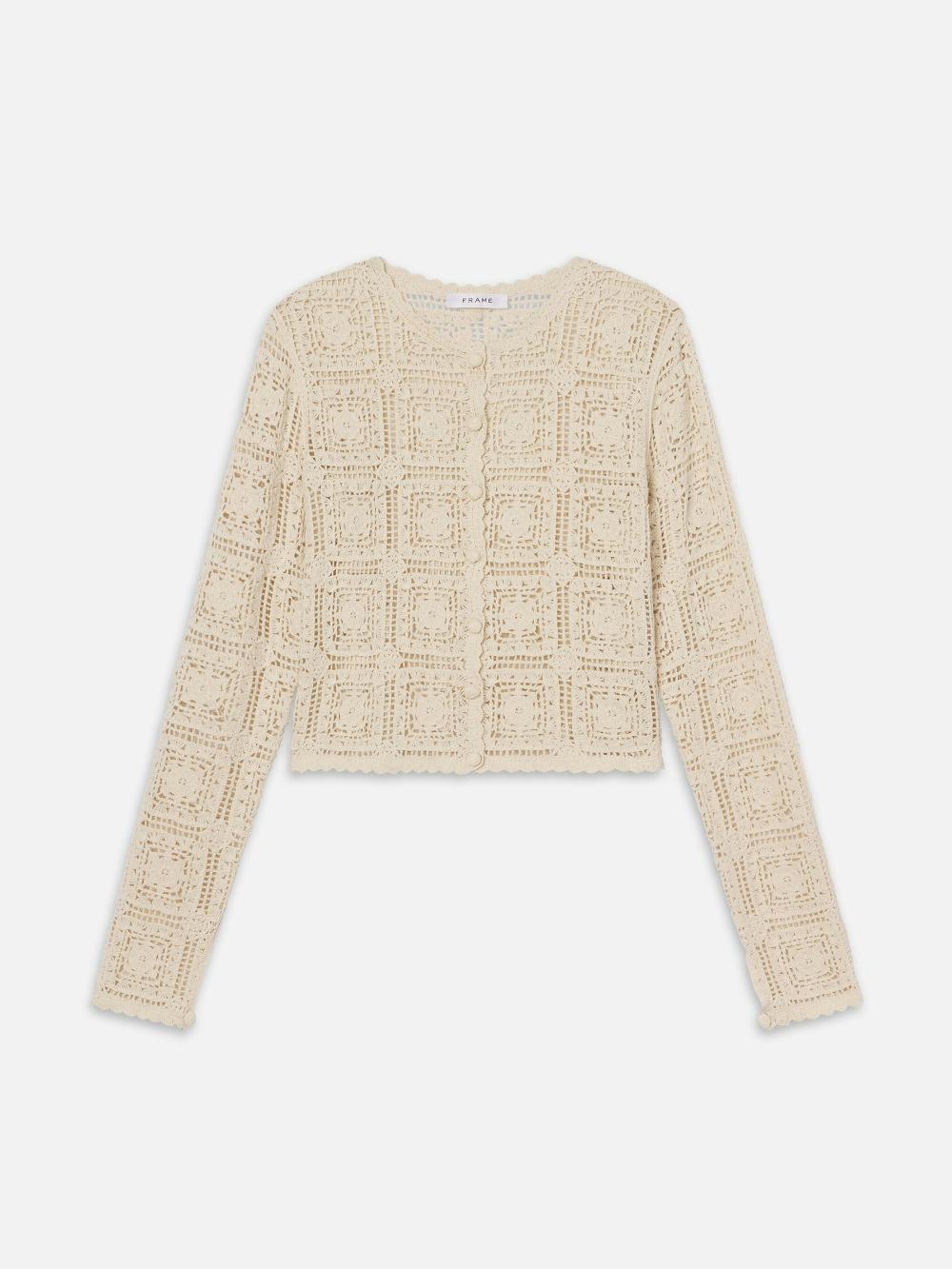 frame The Crochet Cardi in Cream