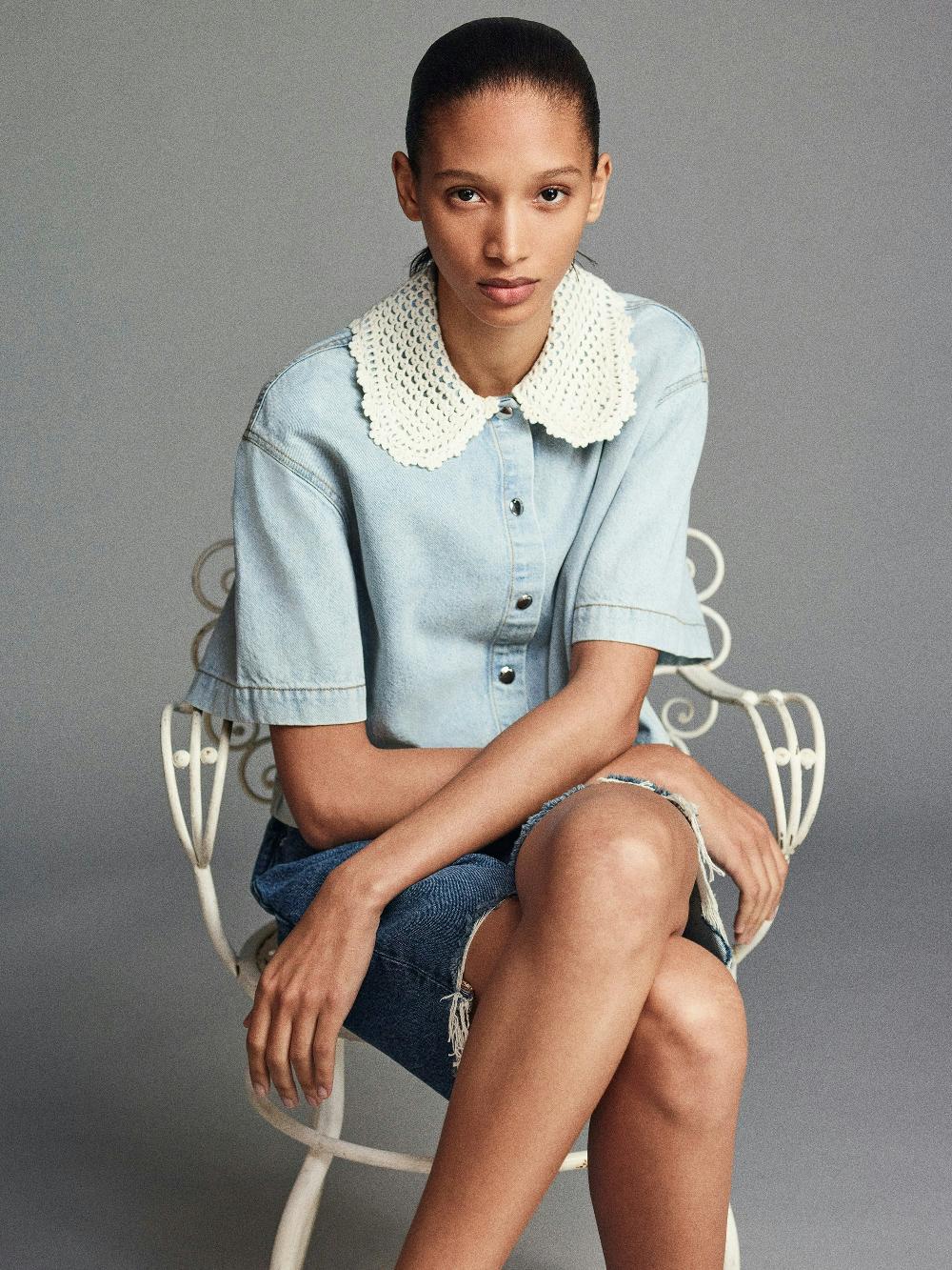 Frame The Crochet Collar Shirt In Florida