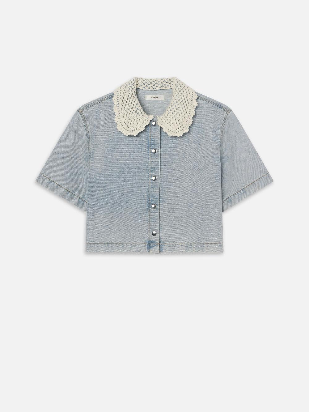 frame The Crochet Collar Shirt in Florida