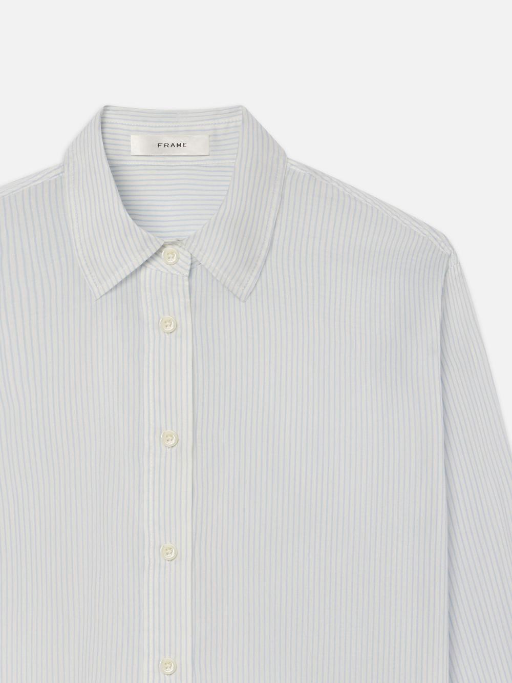 Frame The Curved Hem Shirt In Light Chambray Multi