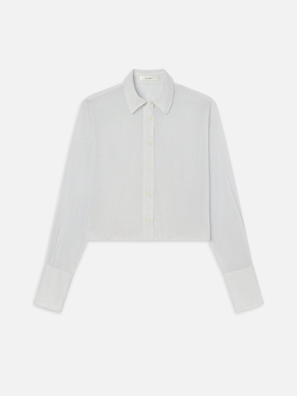 frame The Curved Hem Shirt in Light Chambray Multi