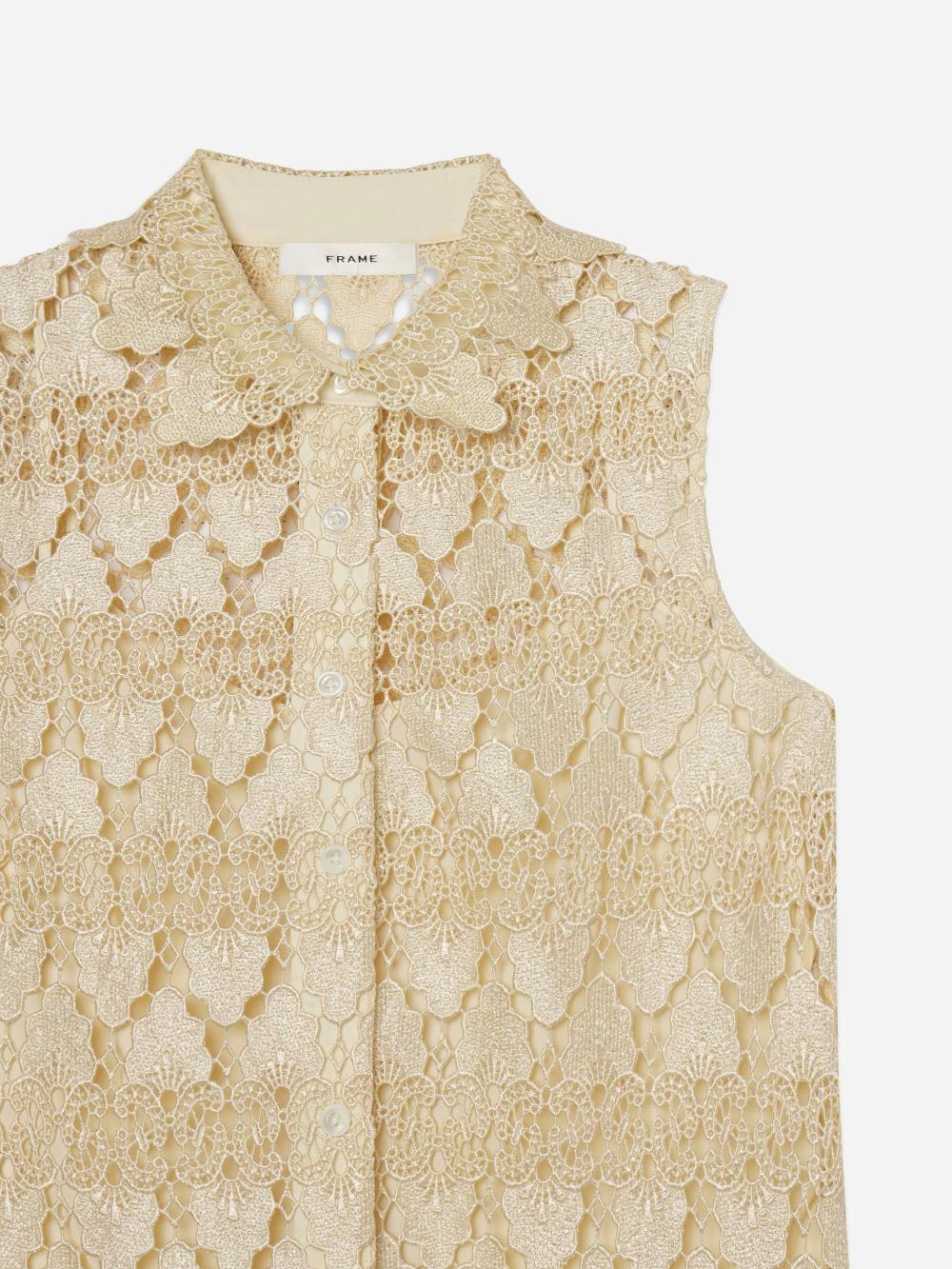 Frame The Deco Lace Dress In Ecru