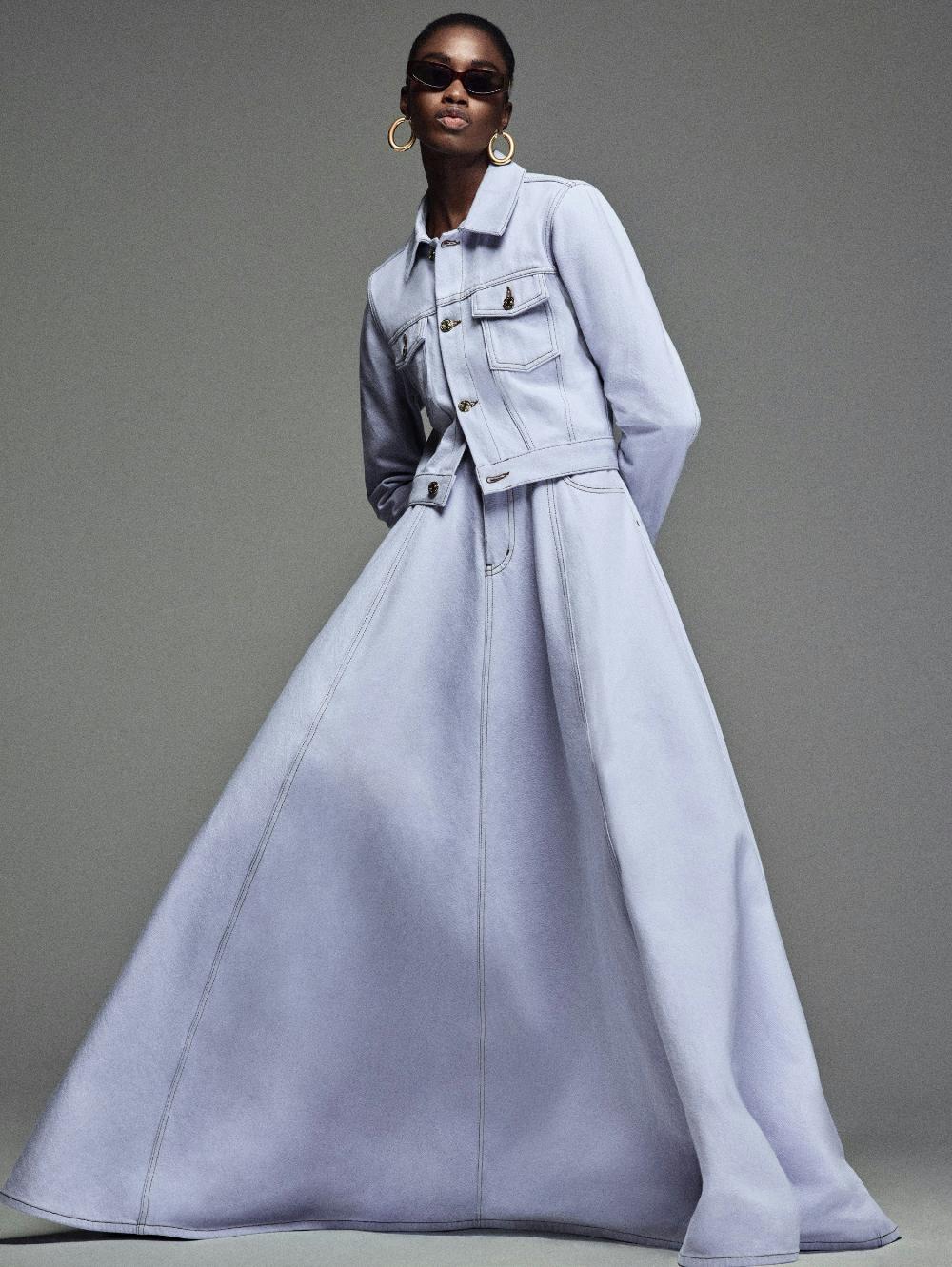 Frame The Denim Ball Skirt In Celeste