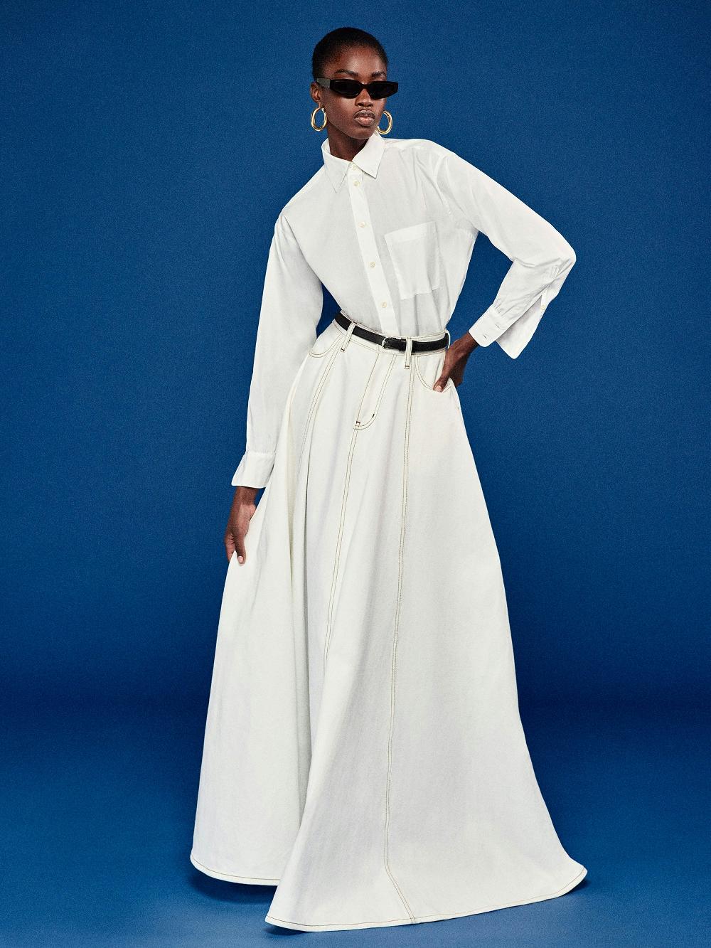 Frame The Denim Ball Skirt In White