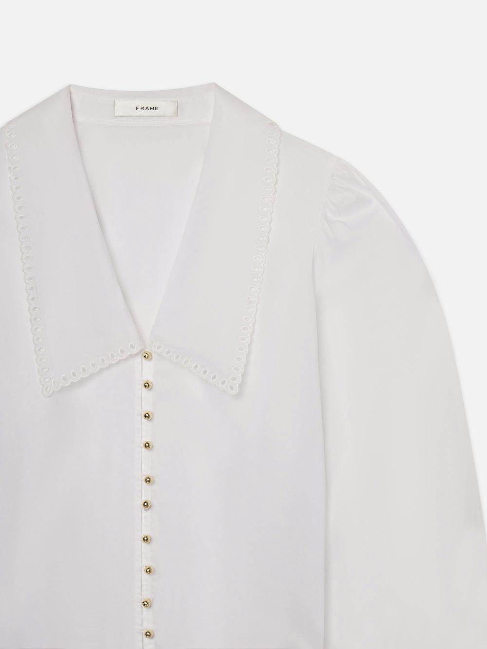 Frame The Eyelet Sailor Blouse In White