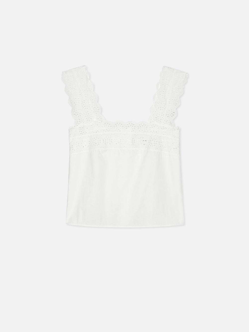 frame The Eyelet Tank in White