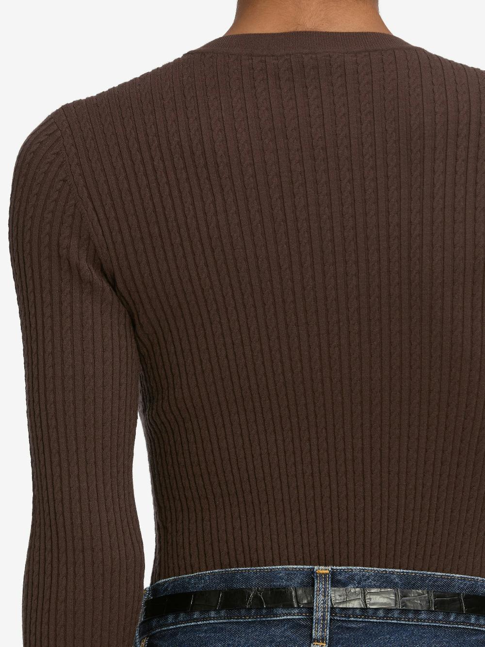 Frame The Fine Cable Sweater In Coffee