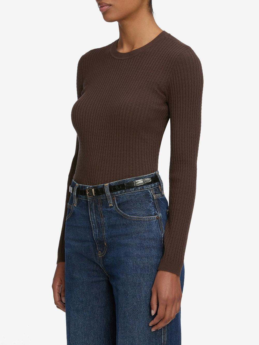 Frame The Fine Cable Sweater In Coffee