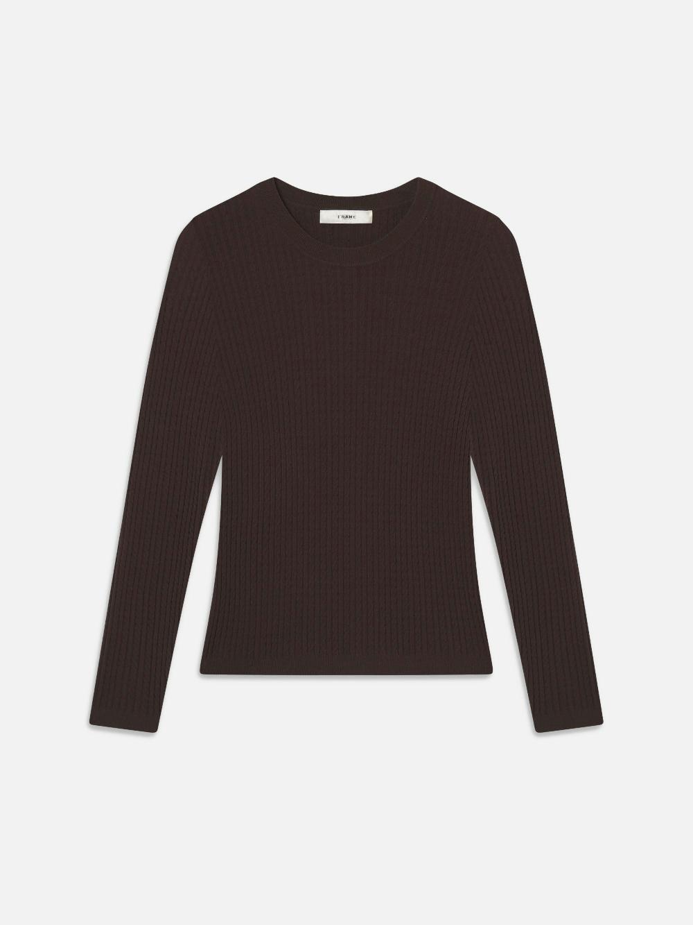 frame The Fine Cable Sweater in Coffee
