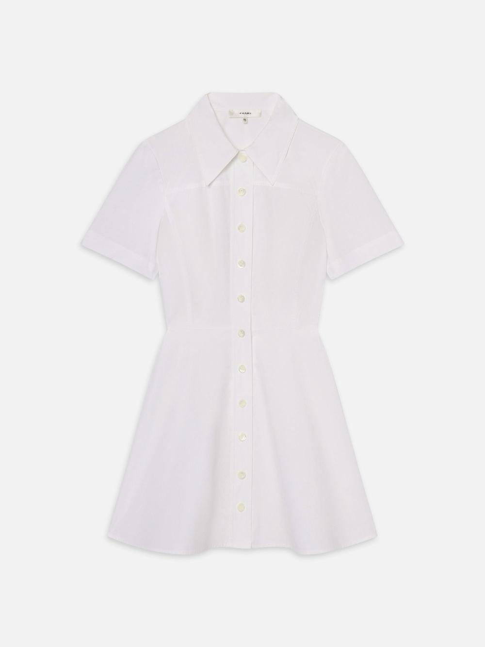 frame The Flare Mini Dress in White