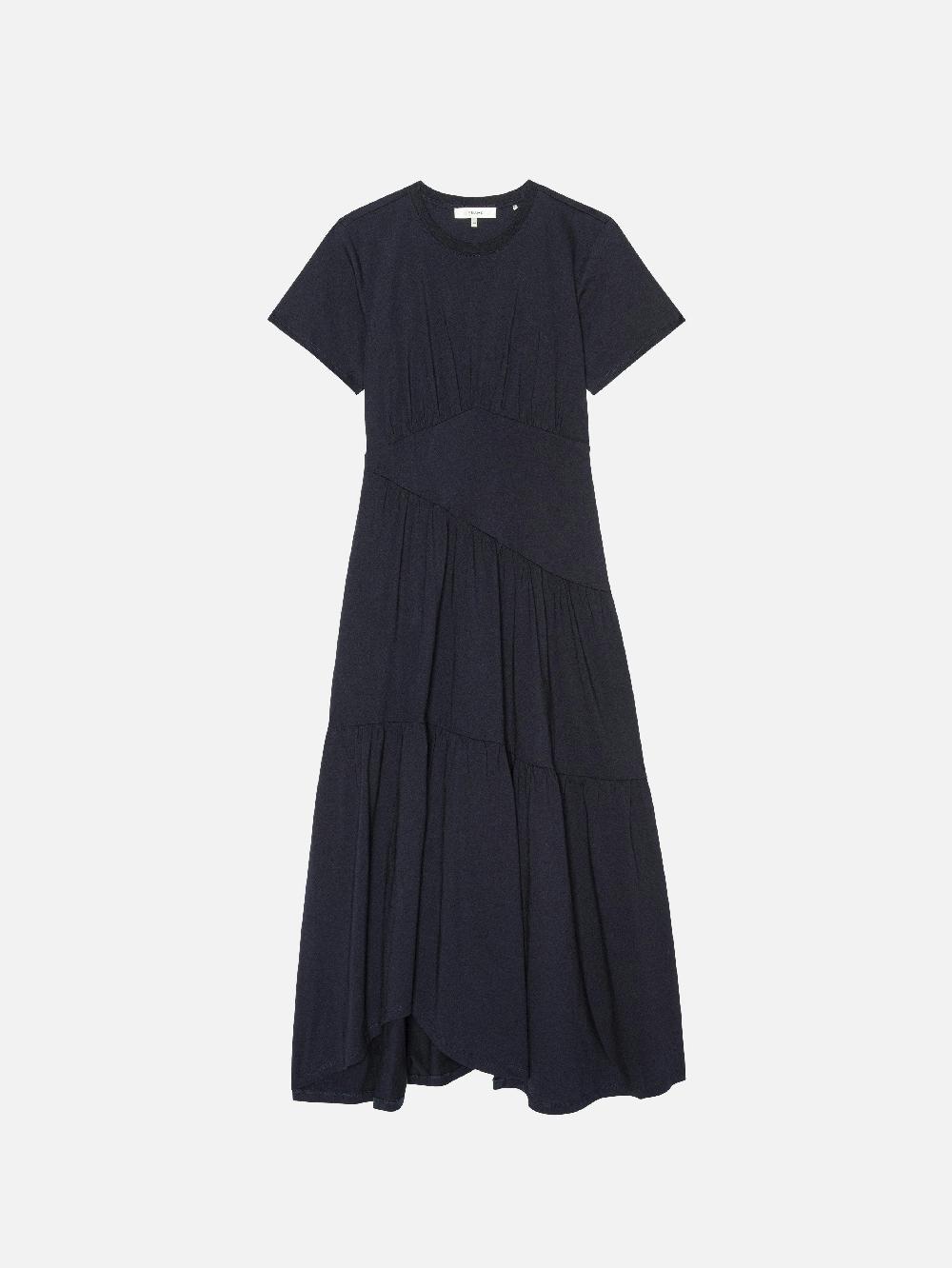 frame The Gathered Dress in Navy