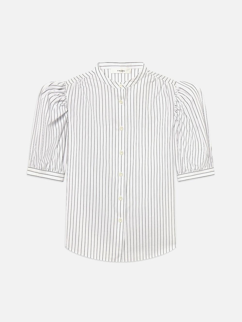 frame The Gathered Top in Navy Multi