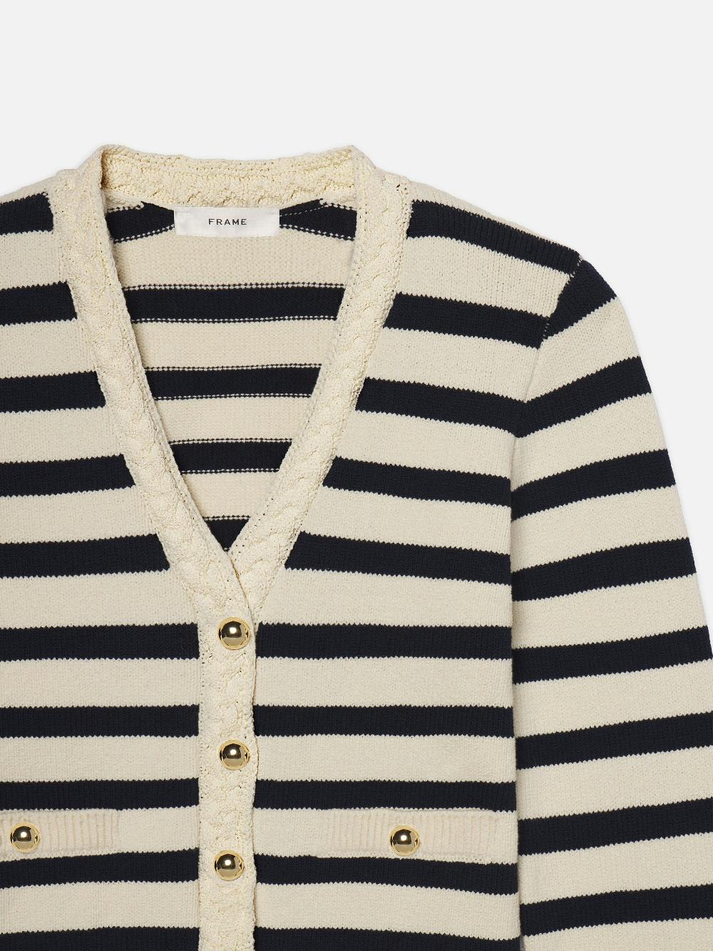 Frame The Harbor Cardigan In Navy Multi